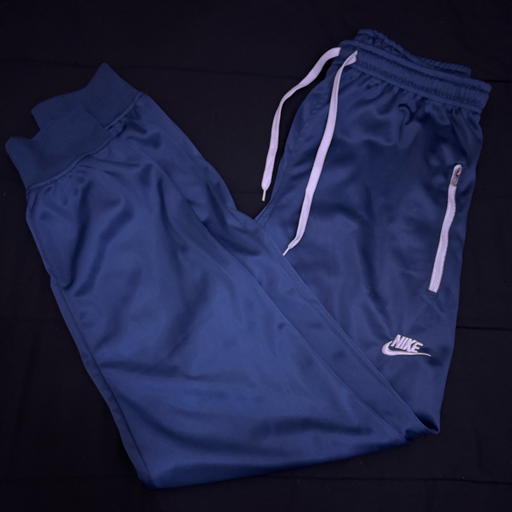 Nike Navy Track Pants with White Drawstring